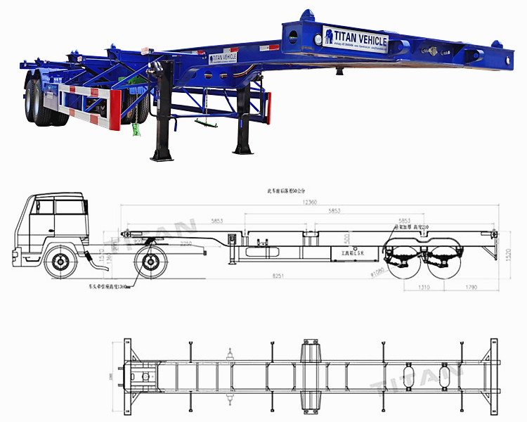 2 Axle 40ft Container Skeleton Trailer for Sale