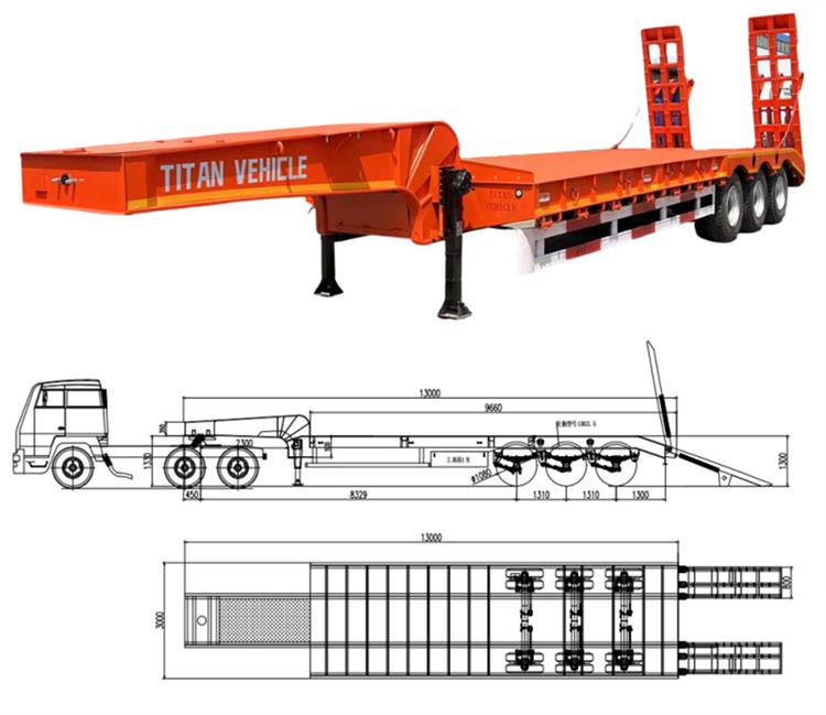 3 Axle Low Bed Trailer Price | 40ft Low Bed Semi Trailer for Sale